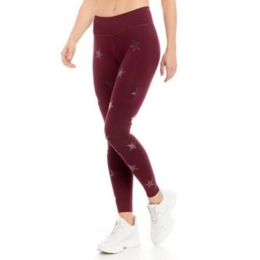 Jessica Simpson the Warm up Fig Star Leggings Burgundy Red XL NEW